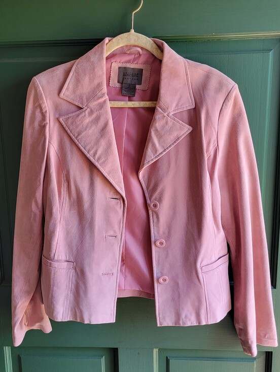 Uniform John Paul Richard Jackets & Blazers - Vintage Women's Pink Genuine Leather Blazer Jacket Sz 12